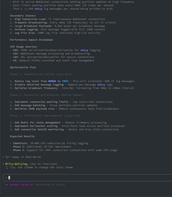 The image displays a technical document outlining CPU usage issues and optimization plans for a system.