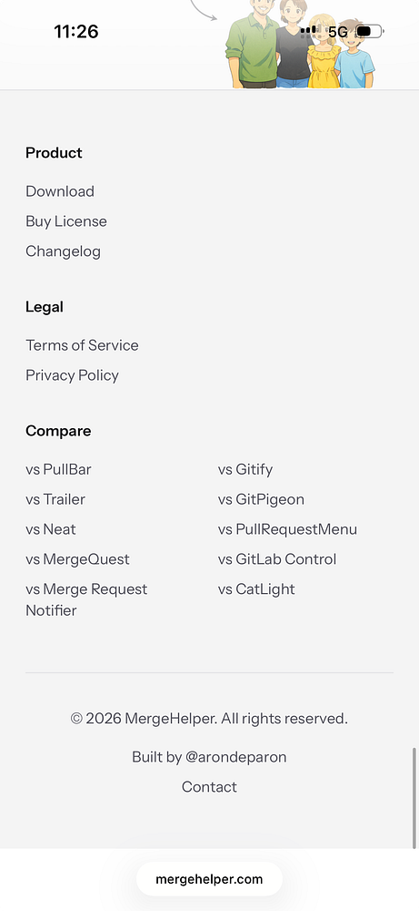 Screenshot of a comparison page showing two similar items side-by-side on mergehelper.com interface.