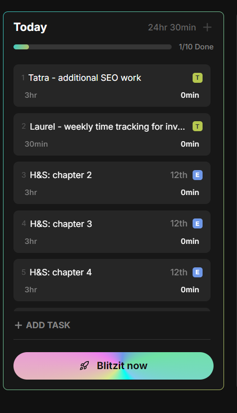 A digital to-do list interface displaying tasks for the day.