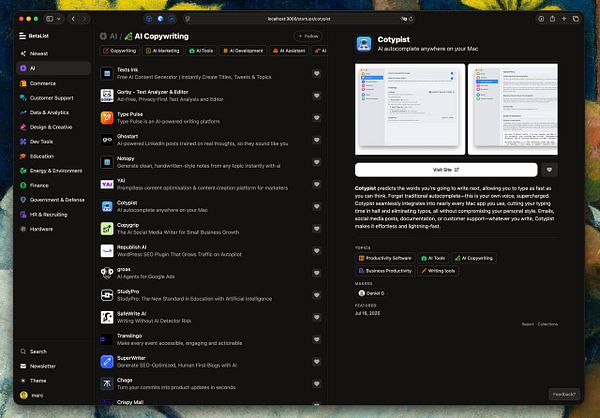 A 3-panel website layout design for vision.directory showcasing a minimalist, clean interface with text and image sections.