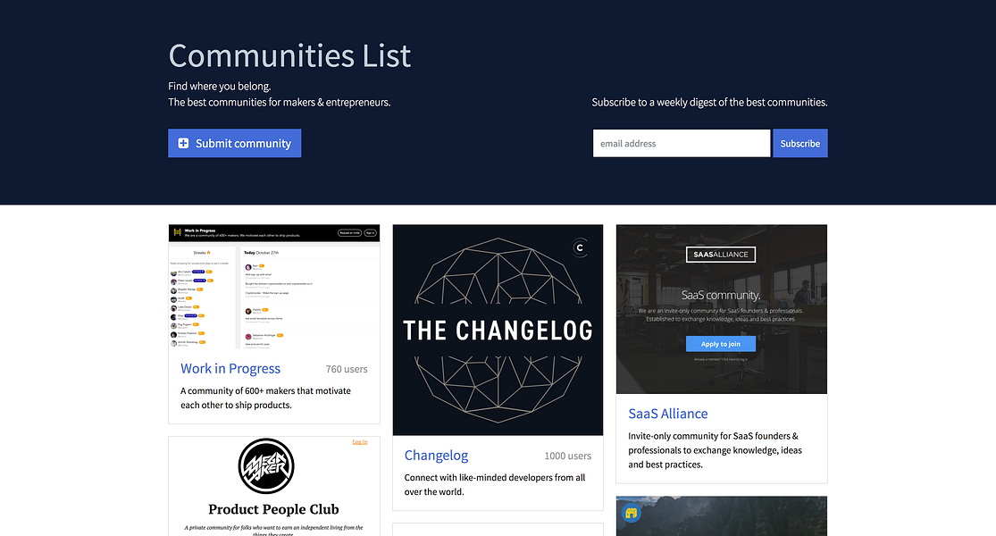 Communities List