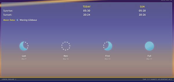 Screenshot of the Weather Channel app interface displaying weather conditions, a search bar, preferences, and navigation.