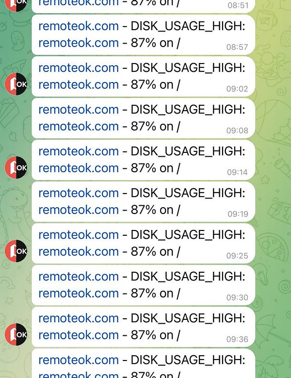 Screenshot of a terminal window displaying disk usage statistics showing large cache file sizes.
