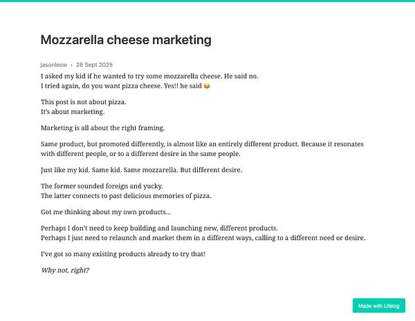 A blog post discussing mozzarella cheese marketing strategies.