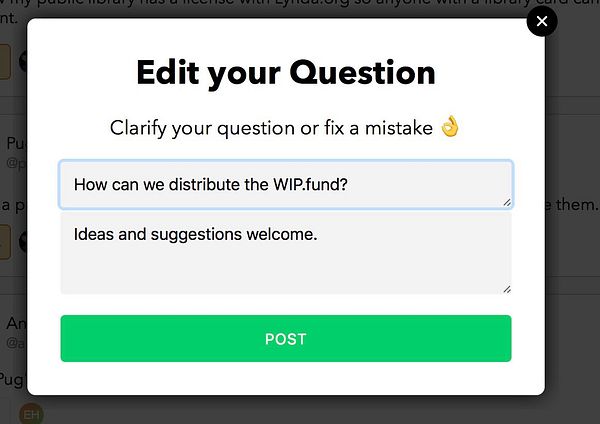 A user interface for editing a question related to the distribution of a fund.
