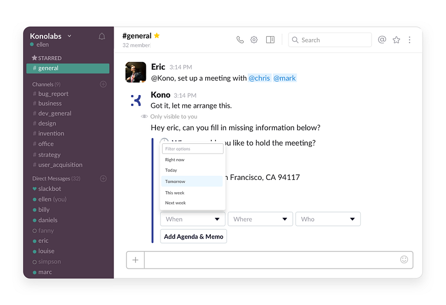 Kono Slack Bot