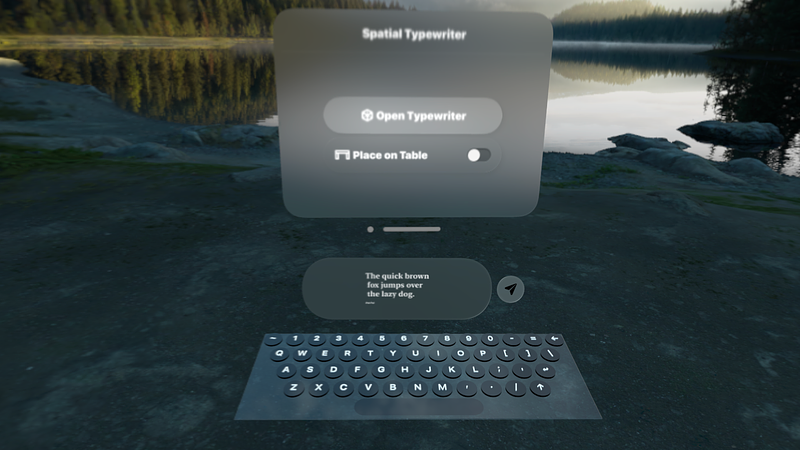 Screenshot of Spatial Typewriter