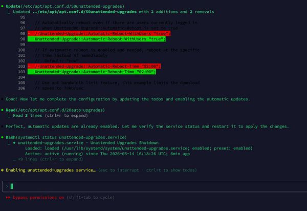 Terminal window showing a system update process for Ubuntu 18.04 on a VPS server.