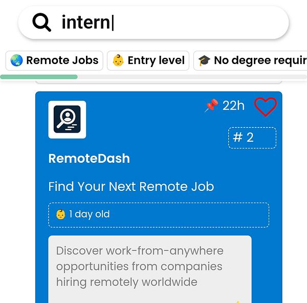 The image displays a job board interface featuring a remote job listing.
