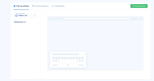 The image displays a user interface for configuring pop-up settings in an application.