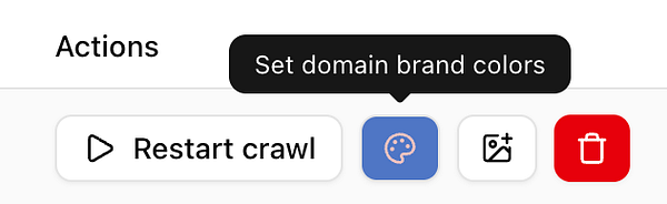 The image displays a user interface section for setting domain brand colors in a dashboard.