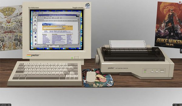 A retro-style dot matrix printer image with mechanical and pixel-art aesthetics.