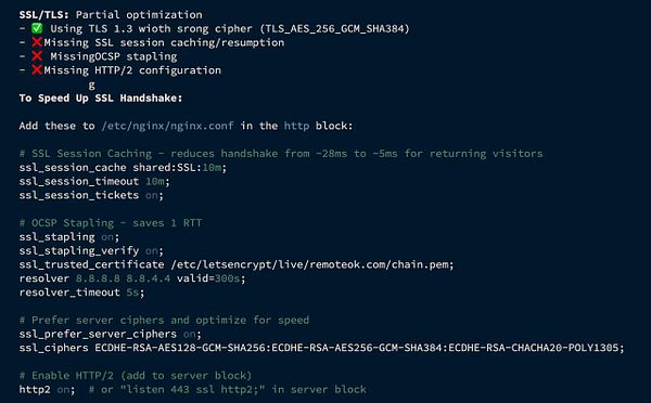 The image displays a technical configuration guide for optimizing Nginx with SSL settings.