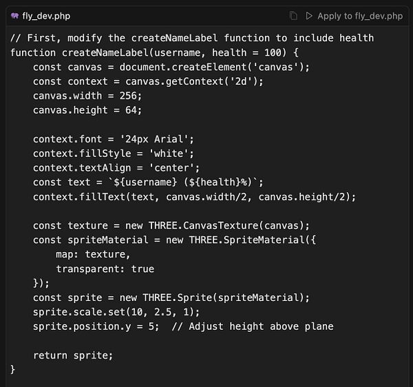 A code snippet for modifying a function in a PHP file related to a health label in a web application.