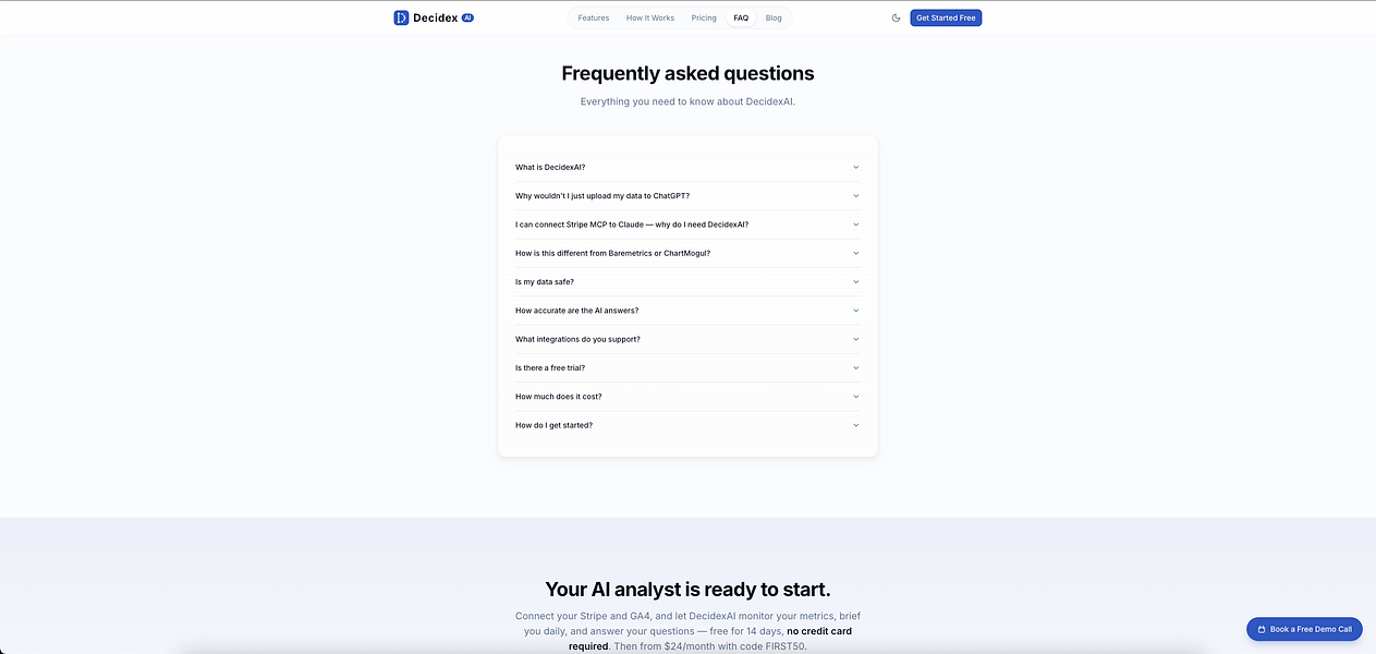 DecidexAI – Monitor SaaS metrics and get alerts, reports, and answers in plain English visual 4