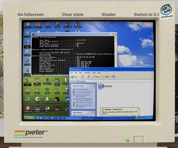 Diagram illustrating the architecture of Pieter XP with local network connections via LAN over web.