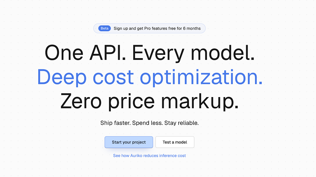 Auriko – One API to easily switch LLM models and reduce inference cost visual 2