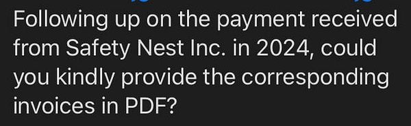 The image contains a message regarding invoice requests for sponsorship payments.