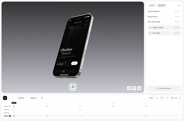 A multi-track timeline editor interface with multiple tracks and a playback control section.