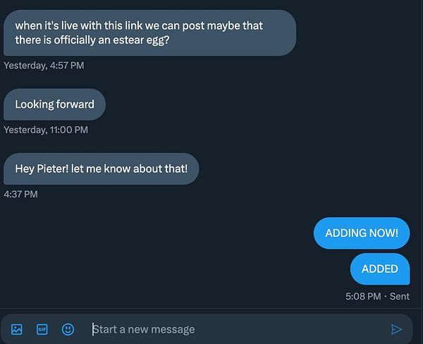 A screenshot of a Twitter conversation discussing the addition of an Easter egg for softgen.ai.