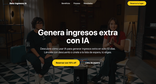 The image features two individuals promoting a program related to generating extra income using AI.