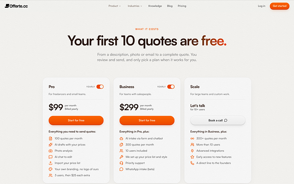 Screenshot of a modern pricing page featuring a clean design, comparison columns, and a dynamic total monthly cost calculation based on user input.