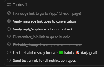 A user interface mockup for a notification upgrade featuring a 'Habit Huddle' mobile app on a smartphone with colorful notification cards and a background showing a blurred habit tracking app.