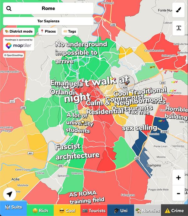 A detailed map highlighting the Rome area with updated GeoJSON boundaries, showing streets and key locations.