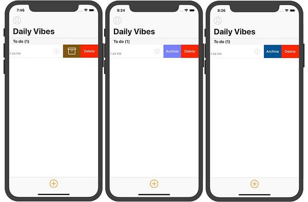 The image displays a mobile app interface for managing tasks titled 'Daily Vibes'.