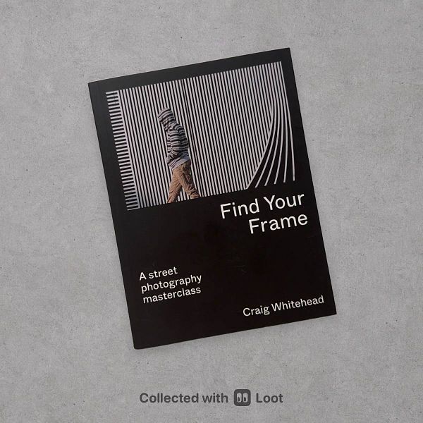 A photographed book titled 'Find Your Frame' lying on a wooden table with two orange tulips beside it.