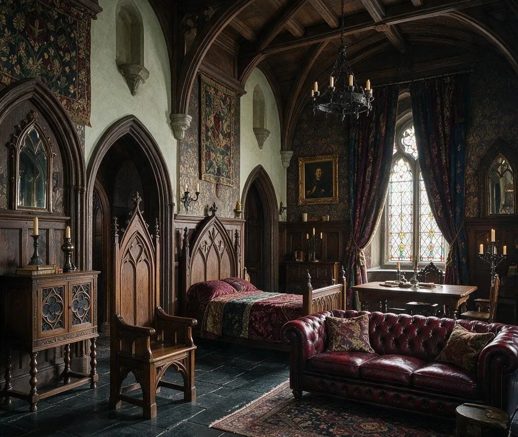 A living room in the Gothic style