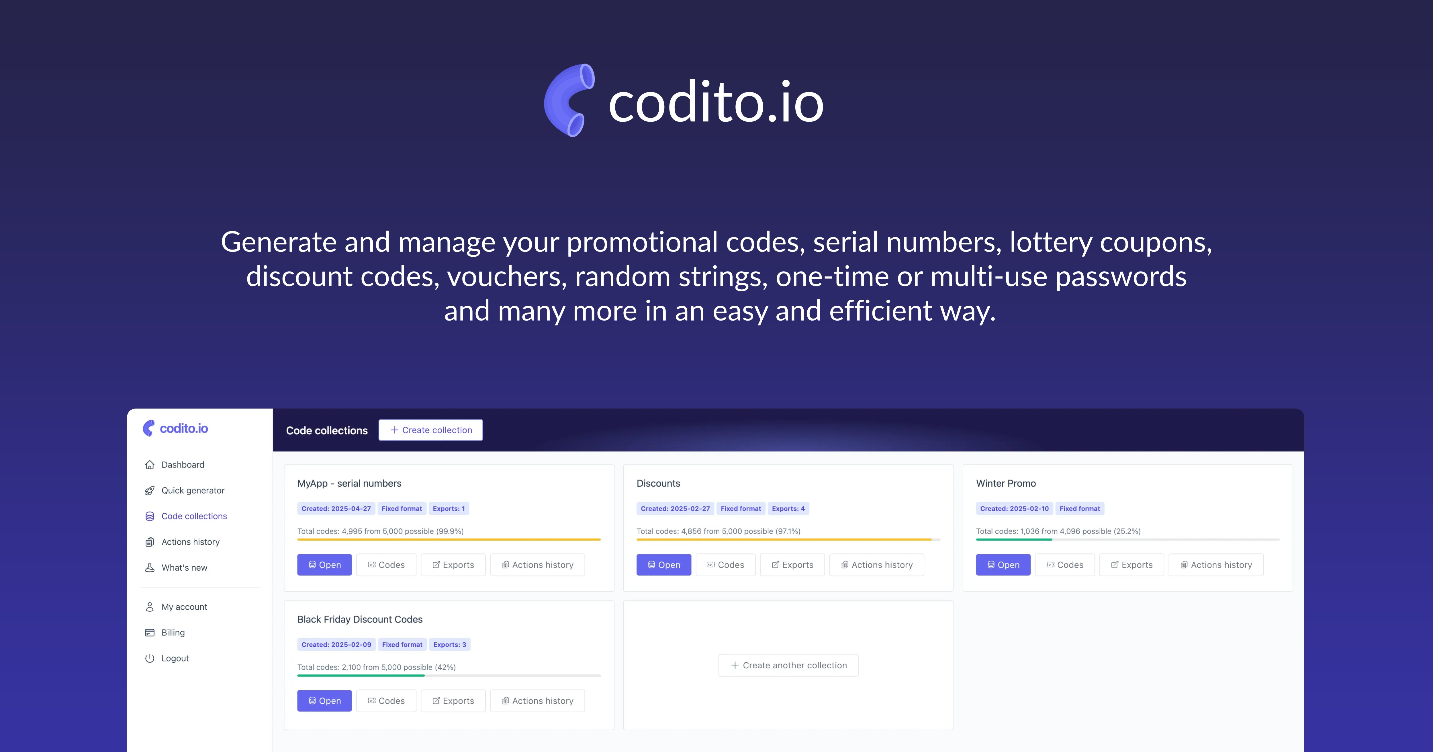 Codito.io: Group, manage, generate, and export codes with | BetaList
