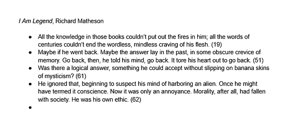 A collection of thought-provoking quotes from 'I Am Legend' by Richard Matheson.