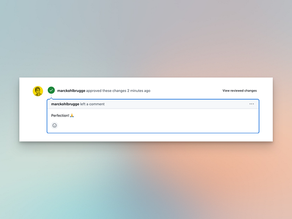 A comment section from a code review interface showing approval and feedback.