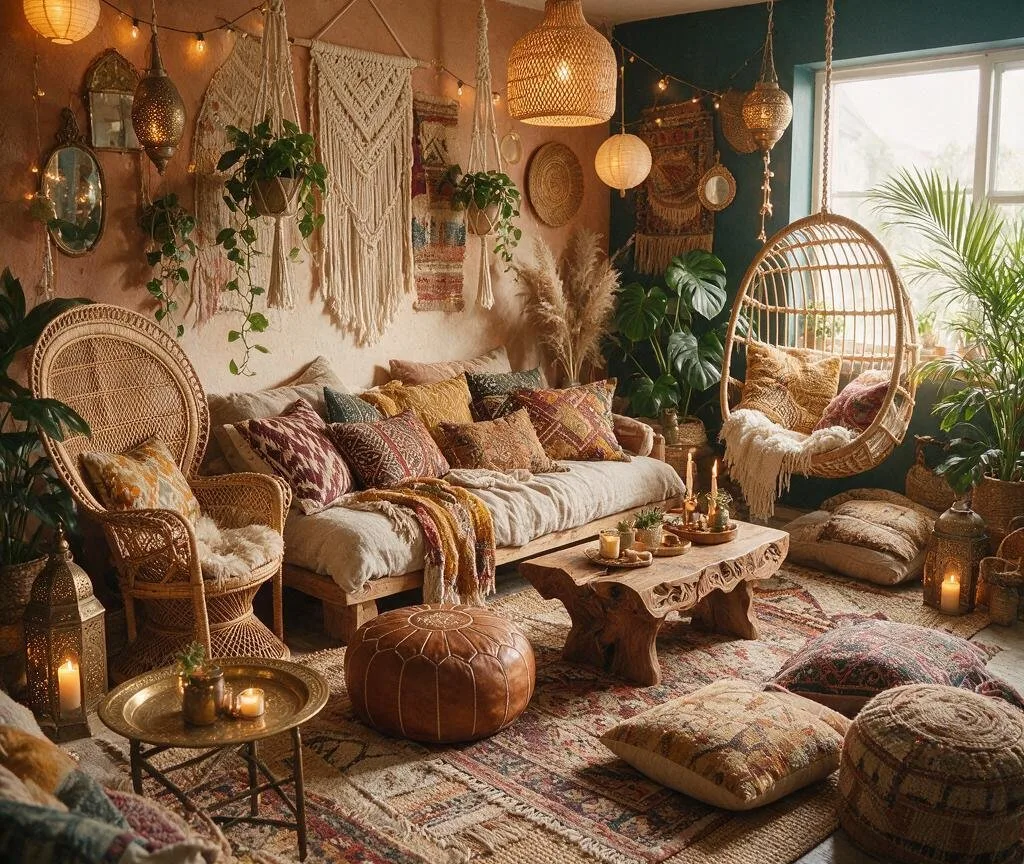 A living room in the Boho style