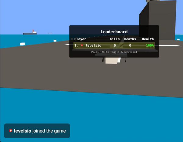 A gaming interface displaying a leaderboard and player status in a 3D environment.
