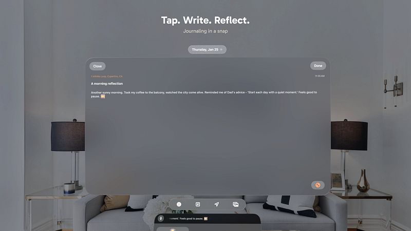 Screenshot of Sunrise Journal