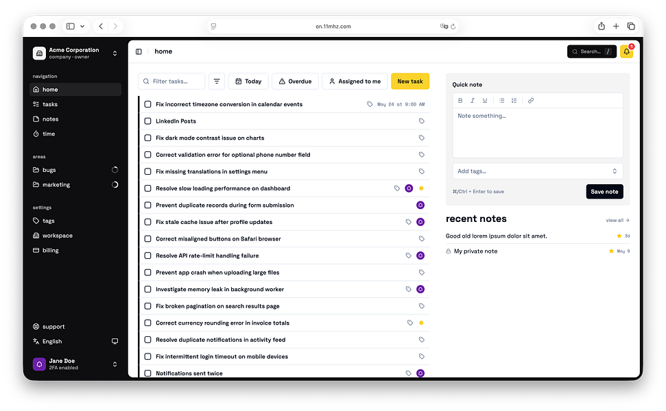 11MHz – Manage tasks and notes with privacy by design visual 3