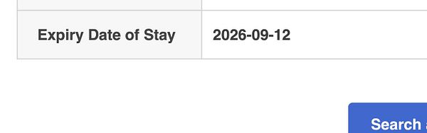 The image displays a section of a user interface related to visa information.