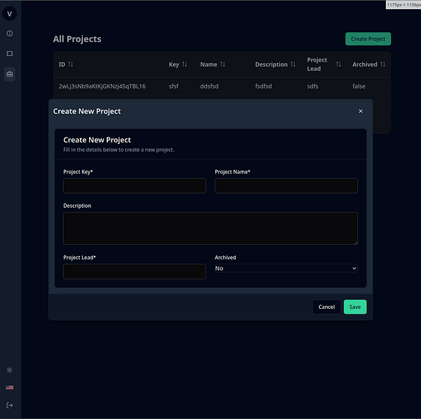 The image displays a user interface for creating a new project within a project management tool.