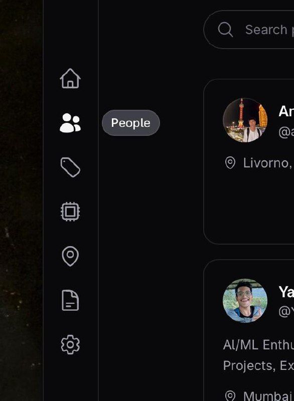 A dark mode sidebar with seven vertical icons for navigation is shown on the left side of a user interface.
