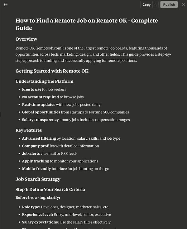 The image displays a detailed guide on finding remote jobs using the Remote OK platform.