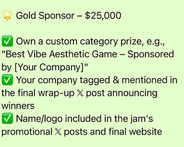 The image outlines the benefits of becoming a Gold Sponsor for $25,000.