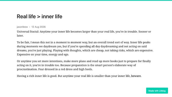 Minimalistic framed artwork with bold text stating 'Real Life of Lighter Life' and an arrow pointing right.