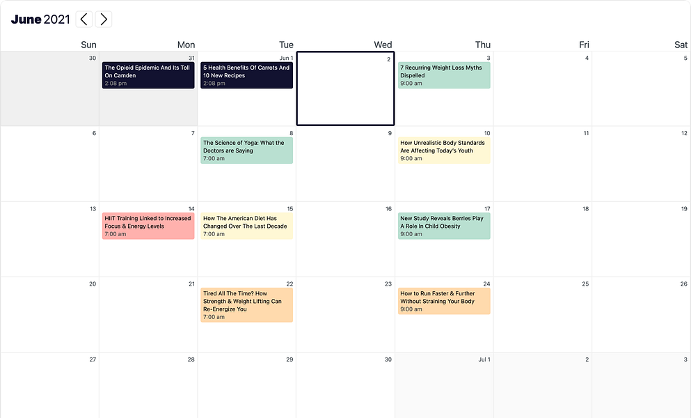 Strive Content Calendar