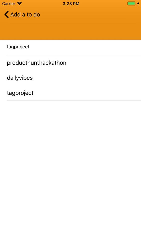 The image shows a mobile app interface for adding tags to a to-do list.