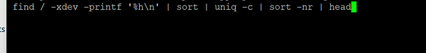 Terminal window displaying the output of the 'du -h' command showing directory sizes in a file system hierarchy.