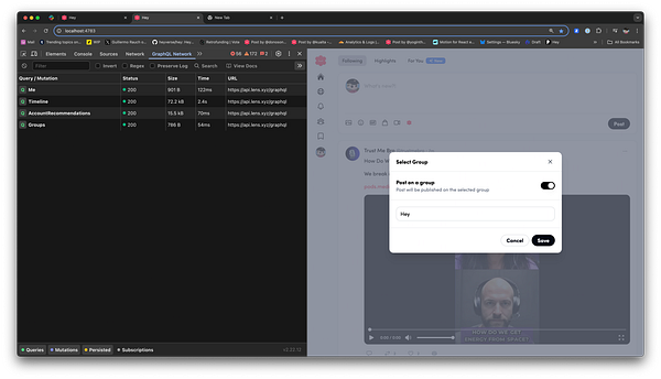The image displays a web interface for posting to a group using a composer feature.