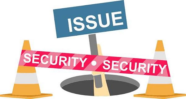 Screenshot of a security vulnerability report showing a list of identified security issues with details and statuses.