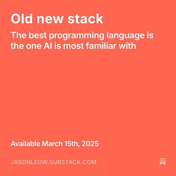 A promotional graphic for a newsletter titled 'Old new stack'.